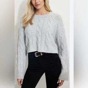 Dynamite Light Gray Cable Knit Sweater